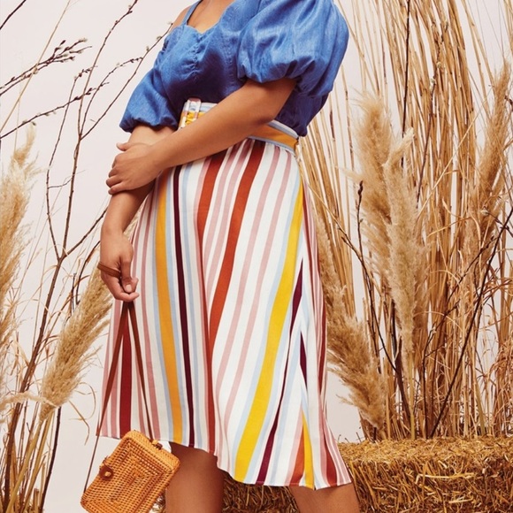 Eloquii Dresses & Skirts - ELOQUII Striped A-Line Belted Midi Skirt